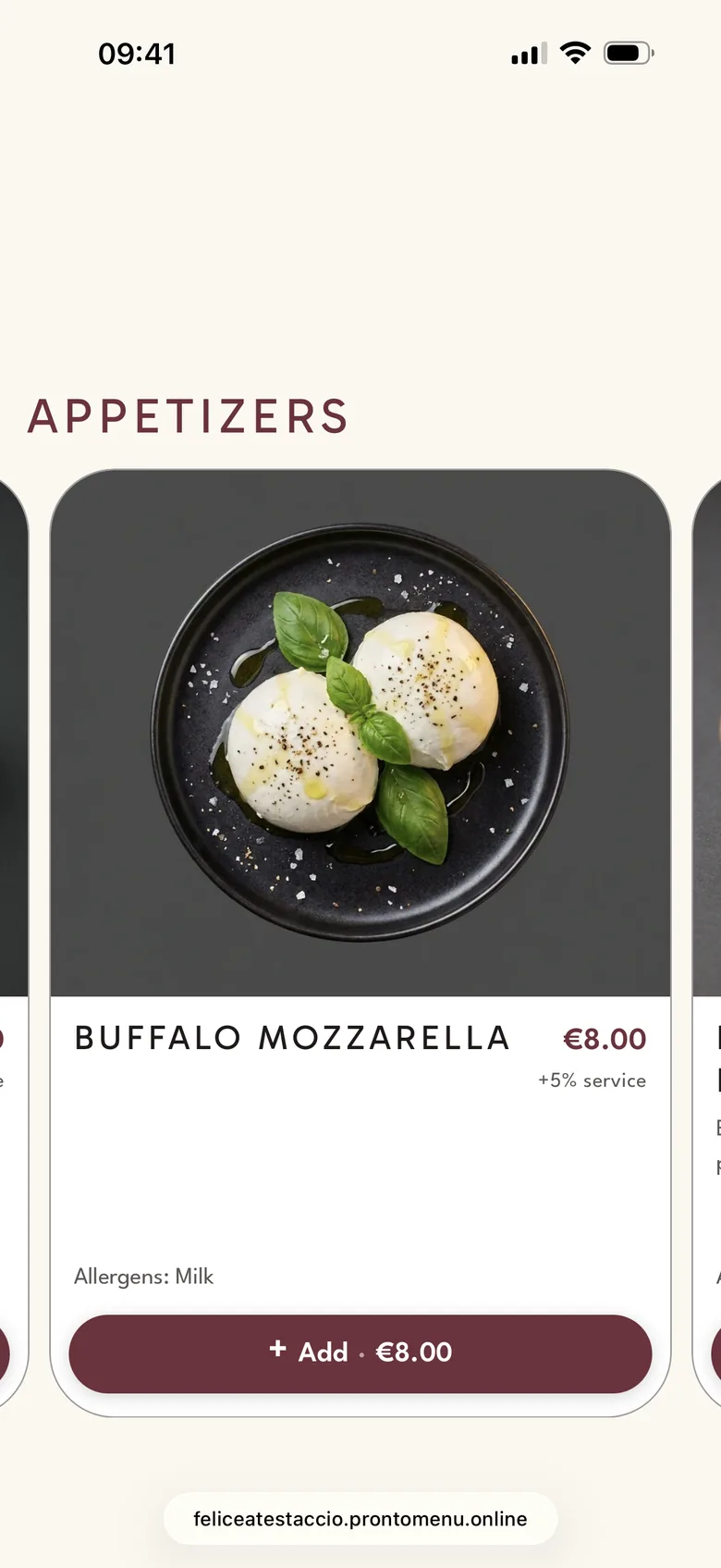 Felice a Testaccio menu