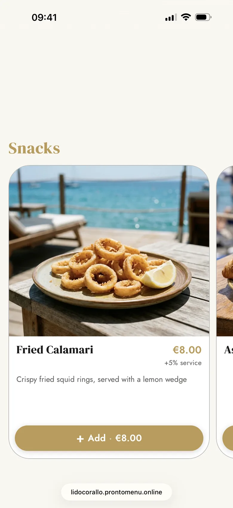 Lido Corallo menu