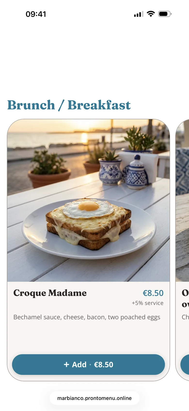 Mar Bianco menu