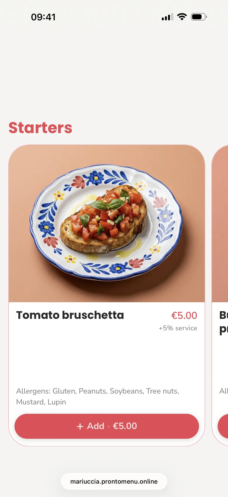 Mariuccia - Campo de' Fiori menu