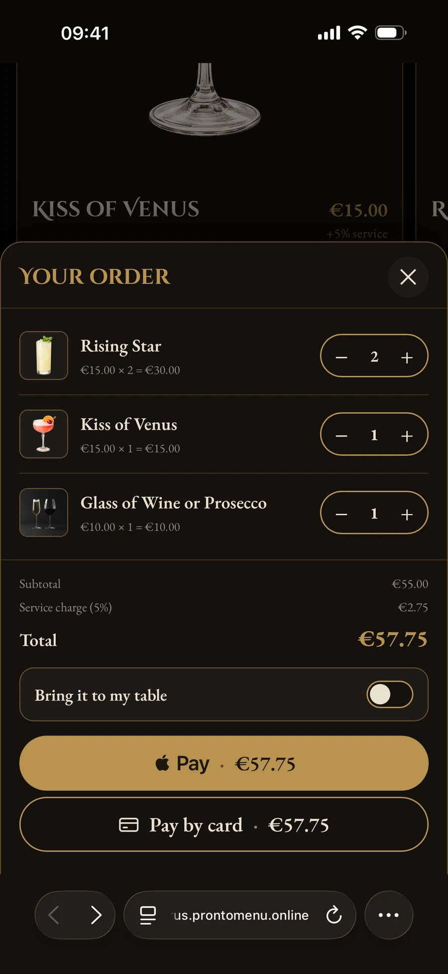 Order and pay flow